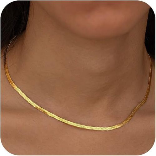 Spring Summer Jewelry, Exquisite Gold Necklaces for Women, Dainty Gold Herringbone Choker Necklace Thin Layered Snake Chain Jewelry for Gifts and Teen Gifts