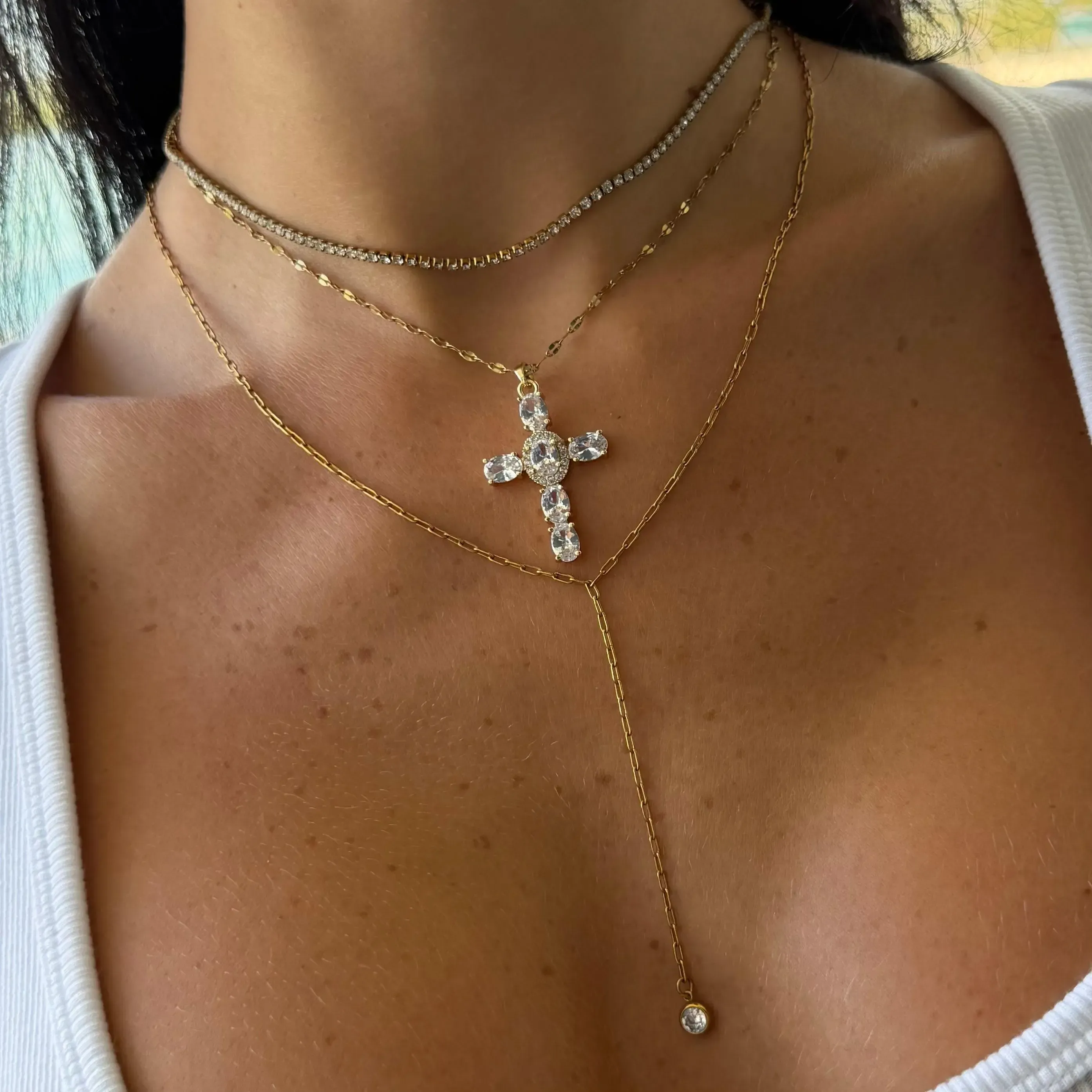 Women's Heavenly Glow Cross Necklace, Fashion Costume Jewelry, Mothers Day Gift Ideas, Accessories for Women