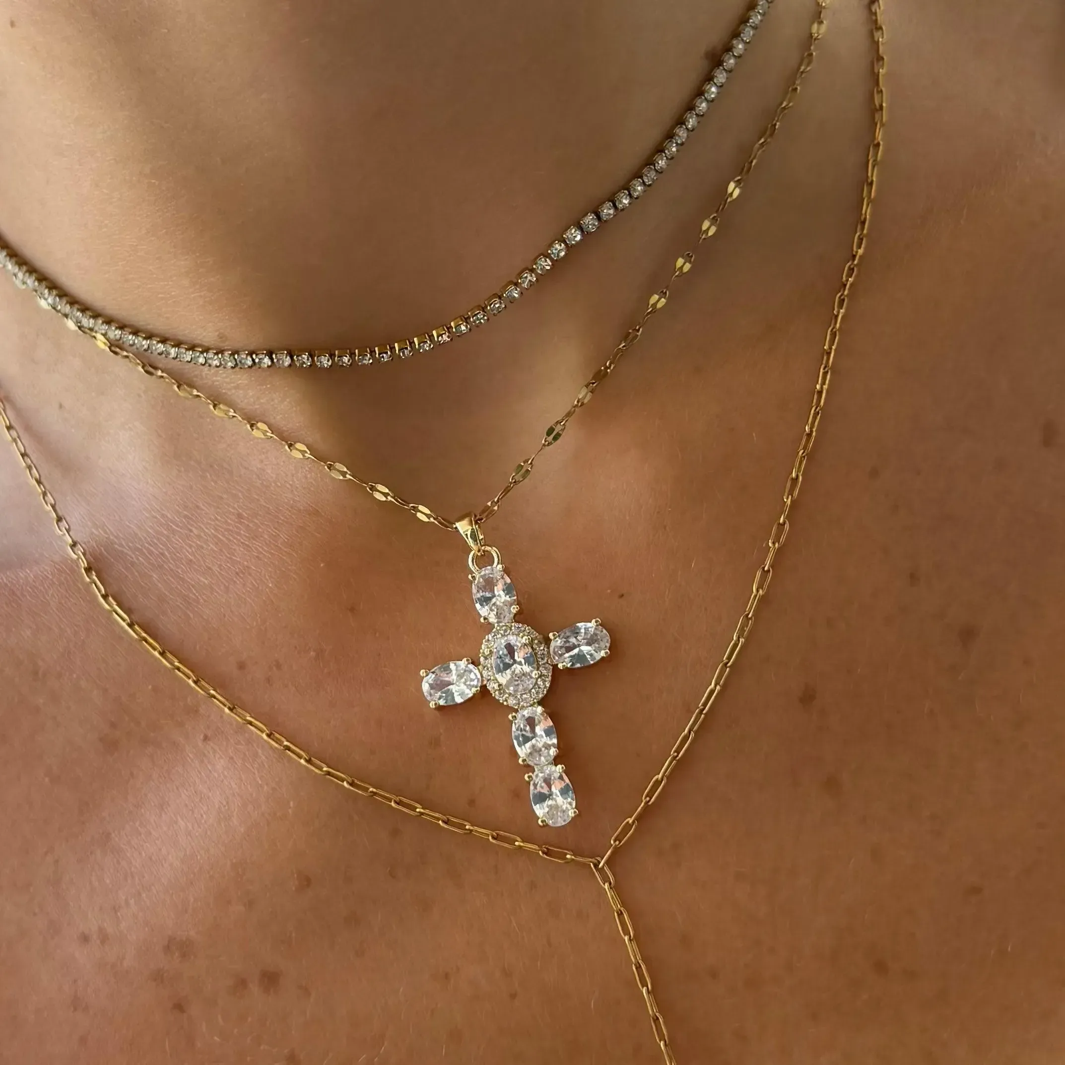 Women's Heavenly Glow Cross Necklace, Fashion Costume Jewelry, Mothers Day Gift Ideas, Accessories for Women