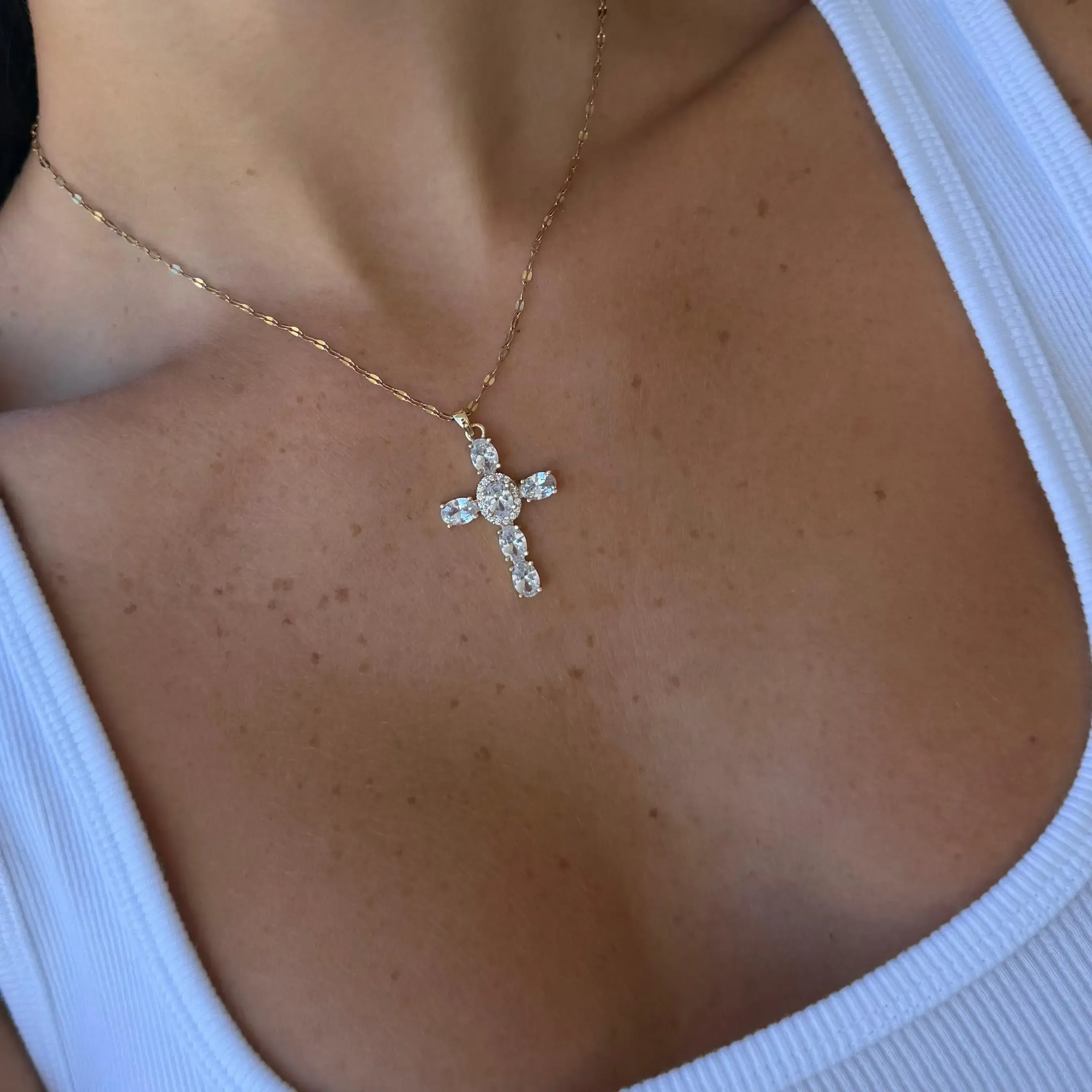 Women's Heavenly Glow Cross Necklace, Fashion Costume Jewelry, Mothers Day Gift Ideas, Accessories for Women