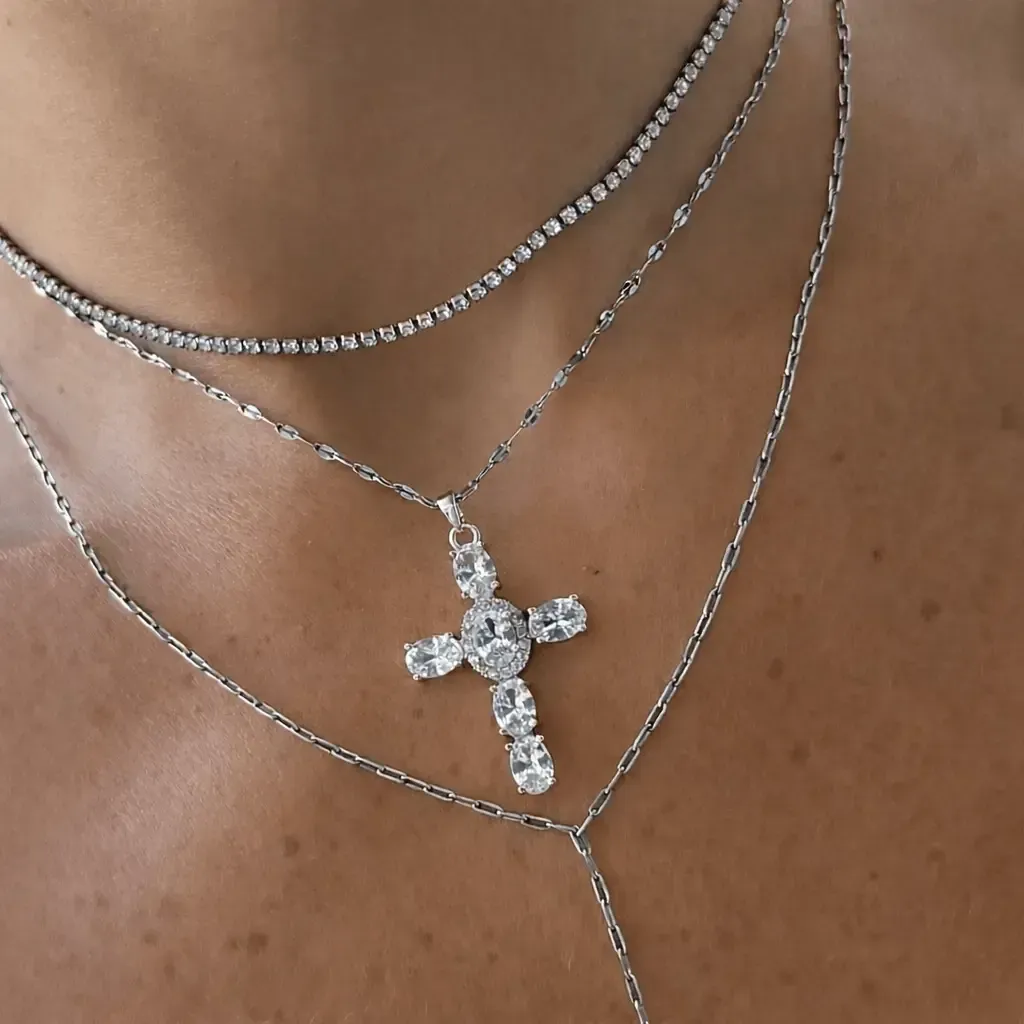 Women's Heavenly Glow Cross Necklace, Fashion Costume Jewelry, Mothers Day Gift Ideas, Accessories for Women