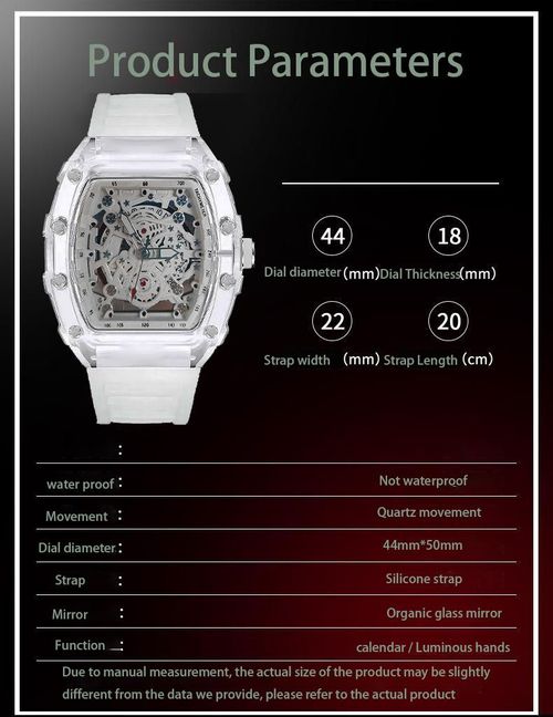 Men's Luxury Transparent Waterproof Quartz for Outdoor Back to School Parties Daily & Fall Ideal Birthday Gift with Box women watches luxurywatches of tiktok outdoorfun