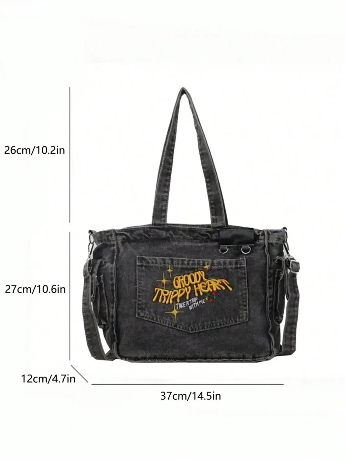 College student tote bag for girls large capacity denim trend new style one-shoulder crossbody handbag niche design backpack, college, outdoor, sports, travel, outing, shopping, vacation, vacation, fashion niche design, women bag