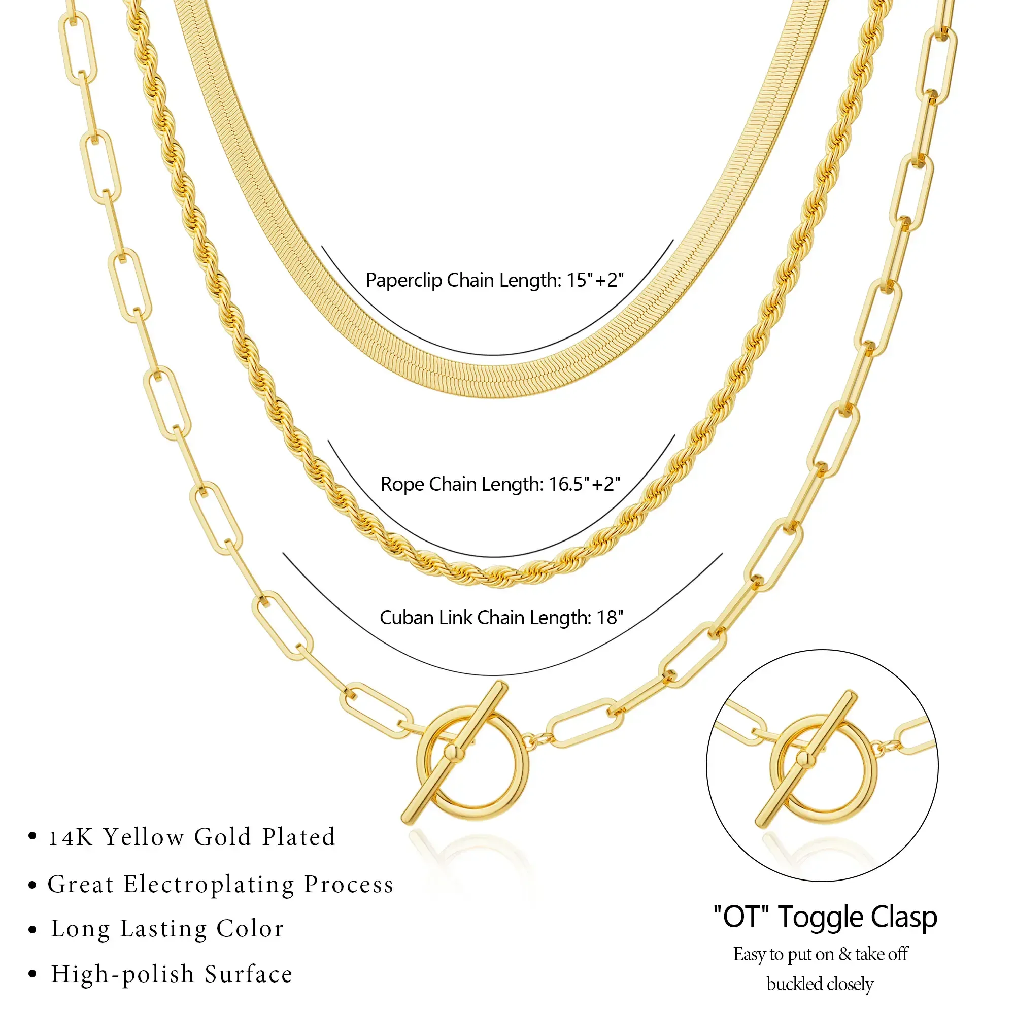 Layered Toggle Necklaces for Women: Dainty Link Chain Necklaces Paperclip Cuban Rope Adjustable Choker T-Bar Toggle Clasp Chunky Necklace for Women dealsforyoudays summerwins