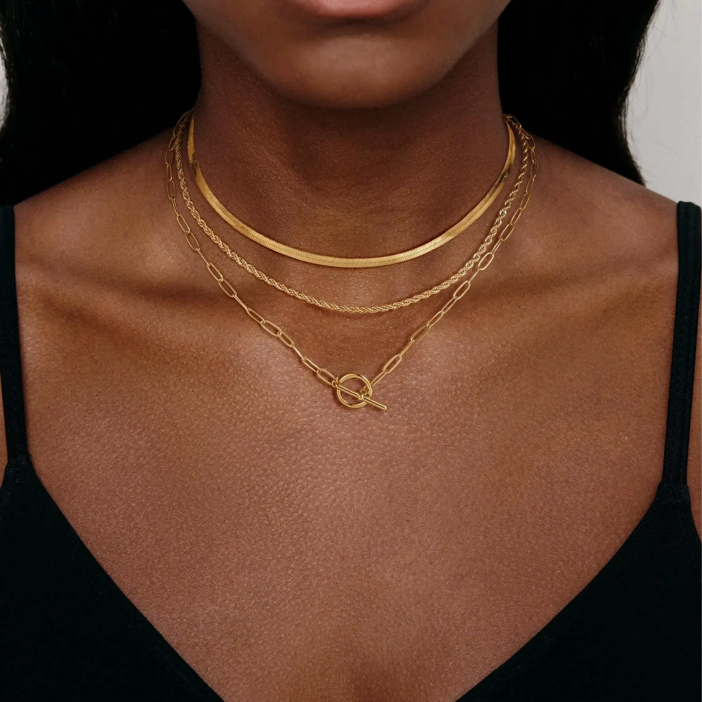 Layered Toggle Necklaces for Women: Dainty Link Chain Necklaces Paperclip Cuban Rope Adjustable Choker T-Bar Toggle Clasp Chunky Necklace for Women dealsforyoudays summerwins