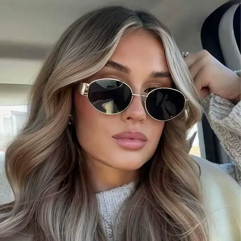 Women's 3-Pack Fashionable Oval Metal Frame Sunglasses - Tinted Lenses, Convenient Accessories for Women, Versatile for Daily Wear & Weekend Getaways, Ideal Gift