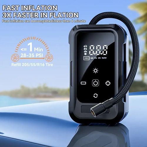 Portable air compressor air pump, 150PSI, 3X fast inflation, 6000mAh long-lasting battery life, suitable for inflating balls, bicycles, motorcycles, and car tires - multi-functional auto accessories! Men gifts!