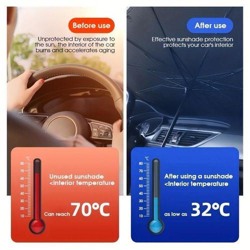 Foldable Anti-UV Windshield Sunshade, Multipurpose Car Front Window Heat Protective Umbrella for Sedan SUVs, Automotive Exterior Accessories for Men & Women, Car Stuff, Vehicle