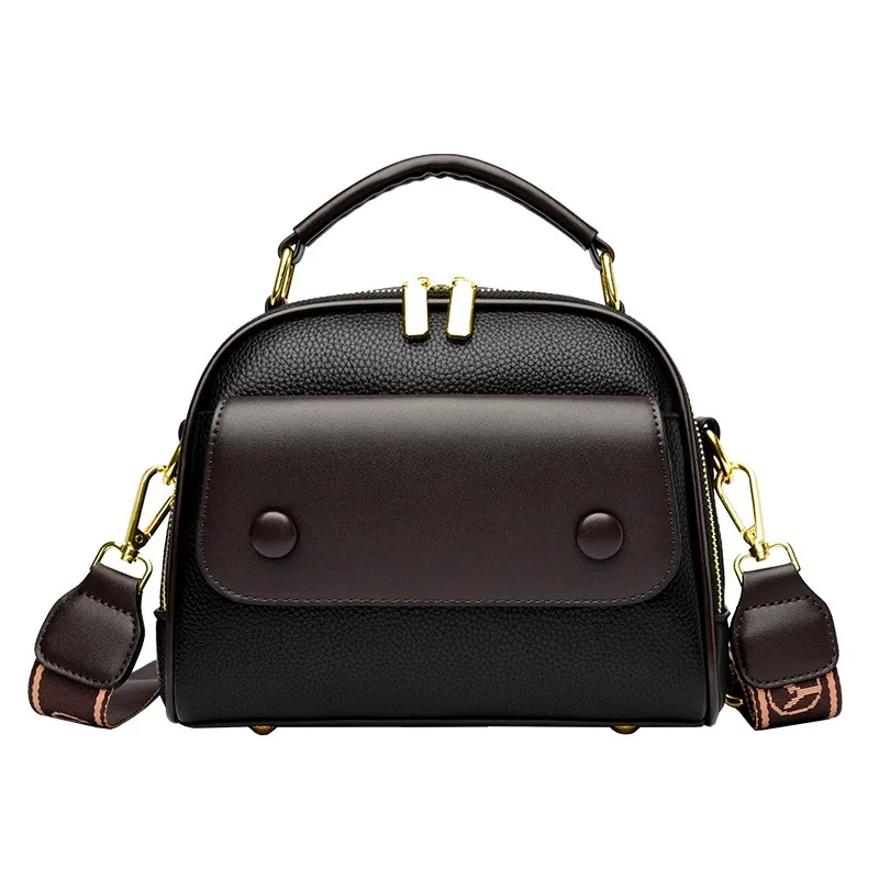 New Color-Block Women's Handbag with Wide Shoulder Strap - Stylish Single Shoulder Crossbody Bag, Minimalist Soft-Sided Tote, Fashionable Casual Multi-Layered Purse, Versatile Daily Bag for Women