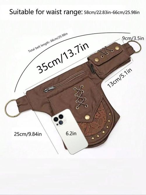 Women's Punk Style Rivet Embedded Fabric Leg Bag, Fashionable Outdoor Sports Running Bike Mountaineering Bag, Casual Versatile Zipper Leg Bag for Daily Used, Zipper Bum Bag