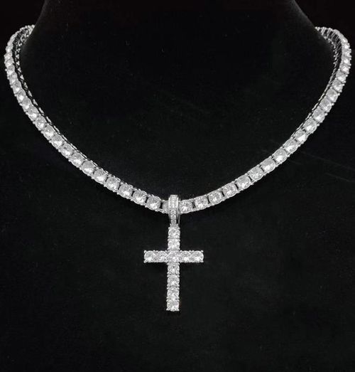 Necklaces for Men, Unisex Cross Necklace, chains, 2025 Trendy Iced Out Charm Necklace, Punk Accessories for Gift without Box