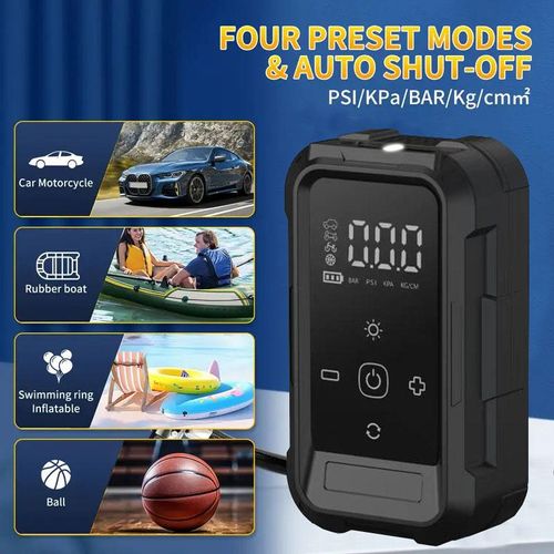 Portable air compressor air pump, 150PSI, 3X fast inflation, 6000mAh long-lasting battery life, suitable for inflating balls, bicycles, motorcycles, and car tires - multi-functional auto accessories! Men gifts!