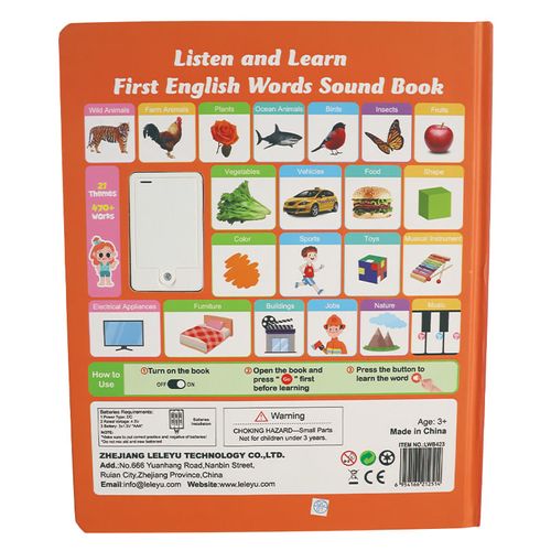 Toddler 1-6 Year Old | My First English Sound Toy – 470+ Words, 21 Themes, Fun Word Game & Bilingual Toys, Juguete Educativo for Educational Language, School Education & Perfect Educational Gift