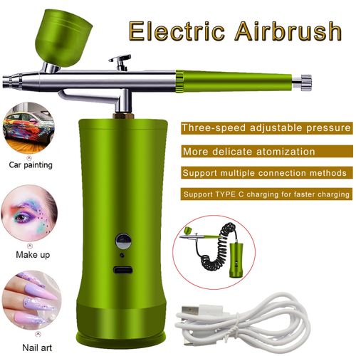 Electric Airbrush Kit with Compressor, Rechargeable Portable Cordless Air Brush Set, Handheld Airbrush Gun Set for Nail Art, Makeup, Painting, Cake Decor