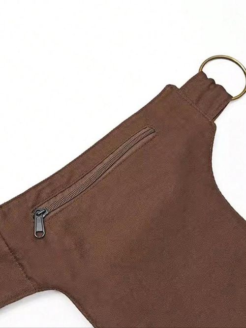 Women's Punk Style Rivet Embedded Fabric Leg Bag, Fashionable Outdoor Sports Running Bike Mountaineering Bag, Casual Versatile Zipper Leg Bag for Daily Used, Zipper Bum Bag