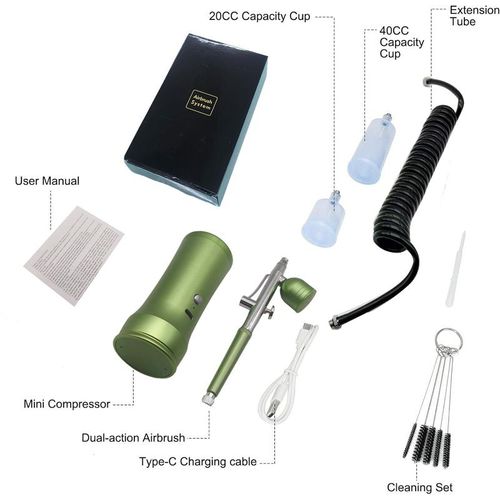 Electric Airbrush Kit with Compressor, Rechargeable Portable Cordless Air Brush Set, Handheld Airbrush Gun Set for Nail Art, Makeup, Painting, Cake Decor