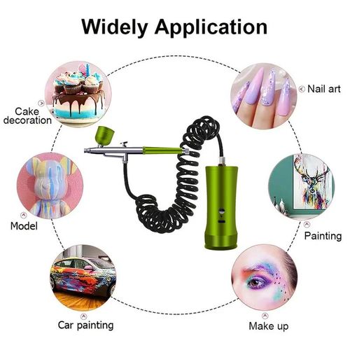 Electric Airbrush Kit with Compressor, Rechargeable Portable Cordless Air Brush Set, Handheld Airbrush Gun Set for Nail Art, Makeup, Painting, Cake Decor