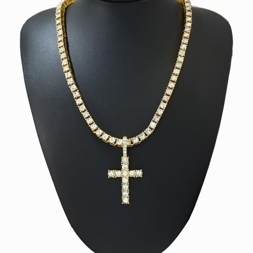 Necklaces for Men, Unisex Cross Necklace, chains, 2025 Trendy Iced Out Charm Necklace, Punk Accessories for Gift without Box