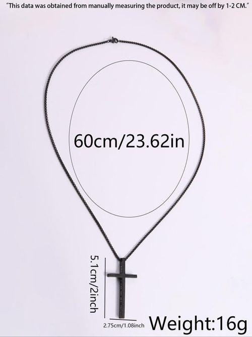 Plain Cross Pendant Necklace with Letter Pattern for Women Men for Valentine's Gift, Casual Metal Link Matching Necklace, All-match Jewelry for Party, Daily Clothing Decor