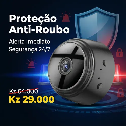 ⚠️ Proteja o que é seu – Luanda 🇦🇴 📸 Câmara A9 HD Grande Angular 👀 Ângulo amplo sem pontos cegos 🌙 Visão noturna clara 🏡 Interior & Exterior 🔒 Antirroubo 24 horas