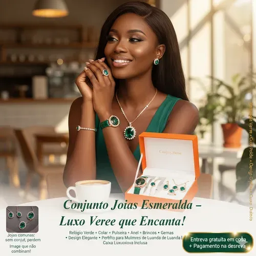 💚✨ Kit de Luxo Feminino 5 em 1 — Relógio + Colar + Pulseira + Anel + Brincos