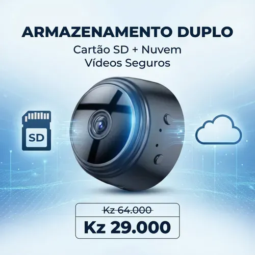 ⚠️ Proteja o que é seu – Luanda 🇦🇴 📸 Câmara A9 HD Grande Angular 👀 Ângulo amplo sem pontos cegos 🌙 Visão noturna clara 🏡 Interior & Exterior 🔒 Antirroubo 24 horas