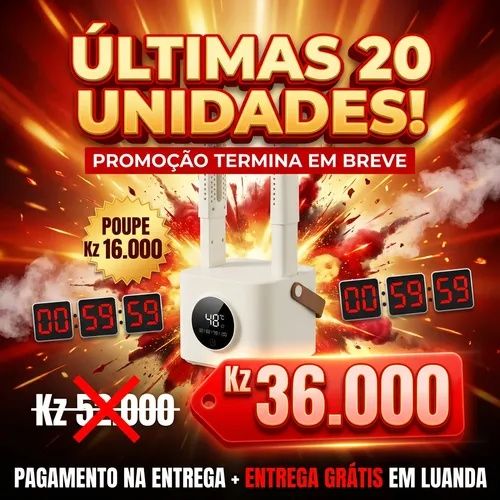 👟PROMOÇÃO ESPECIAL OFERTA LUANDA!—🔥👟 Secador de Sapatos Inteligente!—⏰ Temporizador Digital com Ecrã Tátil!—💨 CHEGA DE SAPATOS MOLHADOS!— 🌧️ Perfeito para Chuva e Suor!— 🏠 Ideal para Uso Doméstico! — 🚚 Entrega Grátis em Luanda!