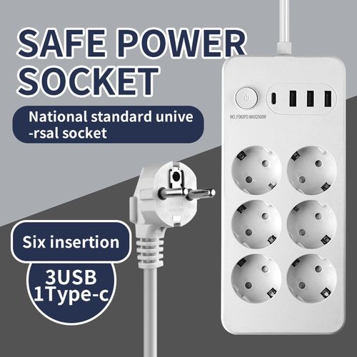 Tomada padrão europeia, tomada inteligente USB para uso internacional, régua de alimentação para casa e escritório, extensão elétrica, padrão europeu dedicado.Clique para comprar agora, pagamento na entrega!