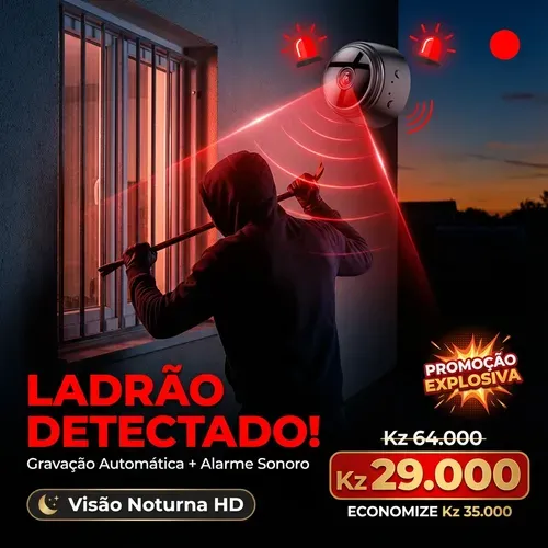 ⚠️ Proteja o que é seu – Luanda 🇦🇴 📸 Câmara A9 HD Grande Angular 👀 Ângulo amplo sem pontos cegos 🌙 Visão noturna clara 🏡 Interior & Exterior 🔒 Antirroubo 24 horas