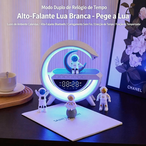 Alto-falante Bluetooth Multifuncional 5 em 1 | Luz de Ambiente RGB + Carregamento Sem Fio 5W + Relógio com Alarme | Frete Grátis Luanda COD 28000KZ