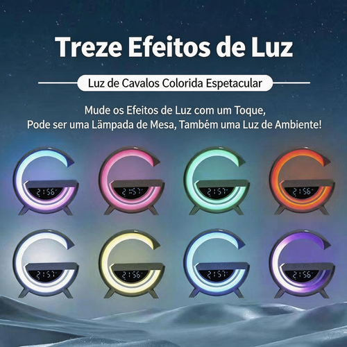 Alto-falante Bluetooth Multifuncional 5 em 1 | Luz de Ambiente RGB + Carregamento Sem Fio 5W + Relógio com Alarme | Frete Grátis Luanda COD 28000KZ