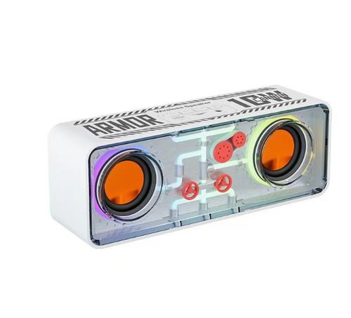 Dual speaker transparent Mecha wireless Bluetooth speaker dazzling light small steel cannon bass diaphragm sound