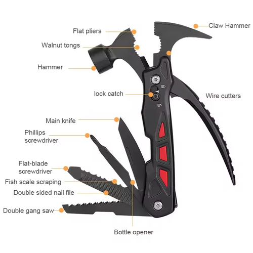 Multi-function claw hammer Stainless steel multi-function pliers hammer outdoor multi-function combination tool installation hammer