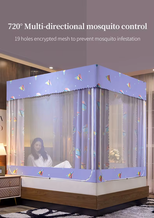 Anti-fall mosquito net with bracket 1.5m bed stable Home bedroom free of installation in student dormitory