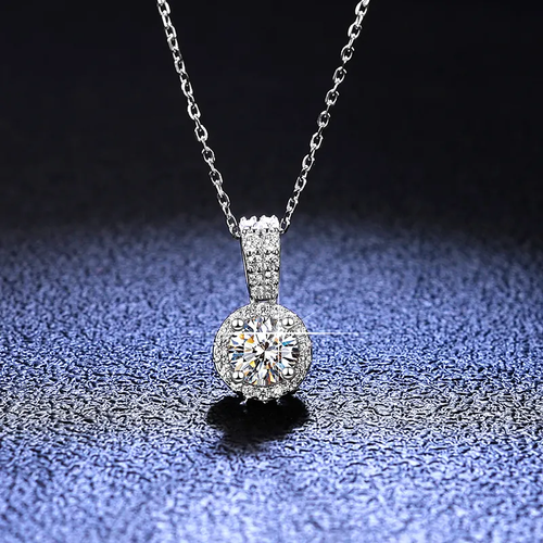 Two Carat Moissanite Diamond Fashion Princess Round Necklace on sale at half price