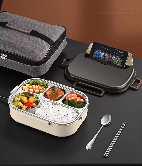 Plug-in self-heating lunch box Cubicle lunch box Office worker 304 stainless steel lunch box water-free insulated lunch box