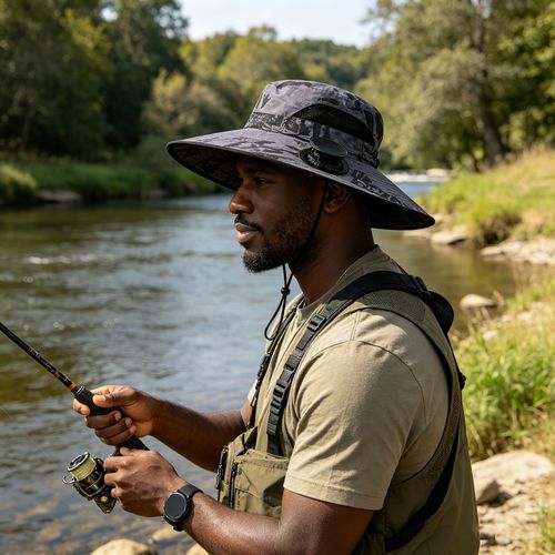 Solar-Powered Fisherman Hat with Fan