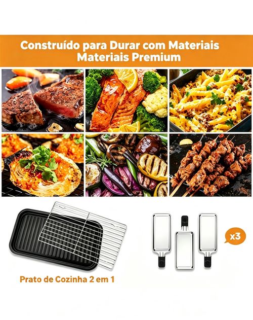 Grelhador elétrico em aço inoxidável AORAN de 1800 W para uso interior, ideal para o Halloween, com revestimento antiaderente, perfeito para churrasco coreano em casa e várias outras funções culinárias.