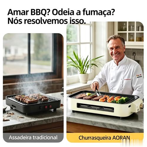 Grelhador elétrico em aço inoxidável AORAN de 1800 W para uso interior, ideal para o Halloween, com revestimento antiaderente, perfeito para churrasco coreano em casa e várias outras funções culinárias.
