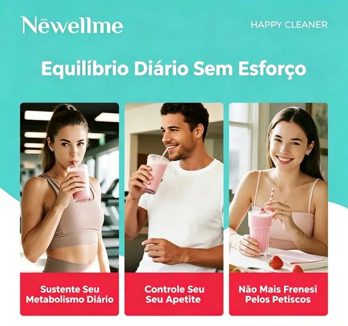 Newellme Happy Cleanse - Superalimento em Pó-Probióticos-Enzimas Digestivas-Moringa - Promove a saúde intestinal - Reforça a imunidade
