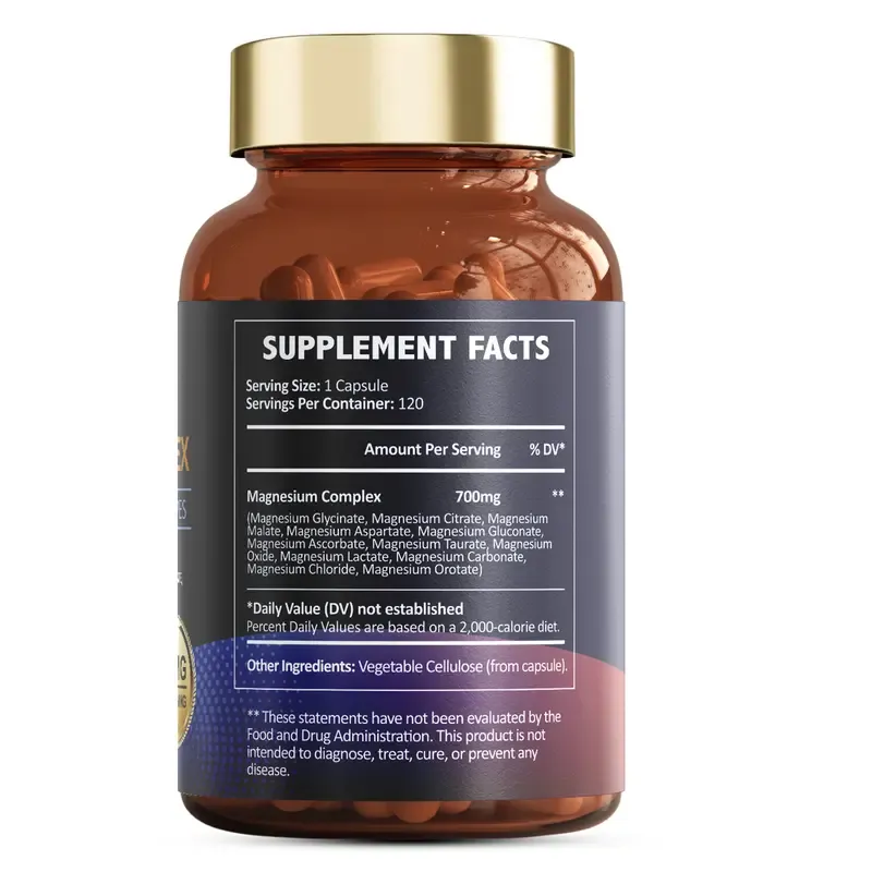 Totaria 12-in-1 Magnésio Complexo 700mg - Suplemento com Glicinato Citrato Malato Óxido Taurato Aspartato Orotato, Cápsulas Vegan para Suporte Muscular, Cardíaco e de Relaxamento