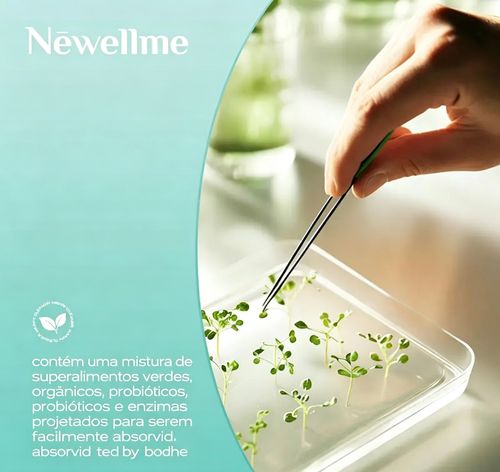 Newellme Happy Cleanse - Superalimento em Pó-Probióticos-Enzimas Digestivas-Moringa - Promove a saúde intestinal - Reforça a imunidade