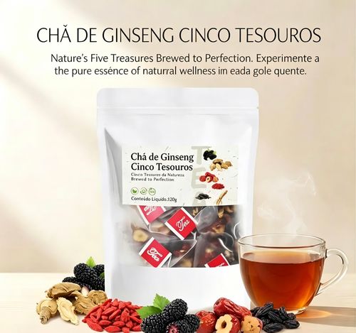 Fórmula de chá para os rins, Chá de Ginseng Cinco Tesouros, Chá Aromático Combinado Cinco Tesouros, Chá de Tâmara Vermelha, Chá de Goji, Chá para Homens, Chá da Saúde, Fórmula Herbal de Amora, Chá da Saúde WB
