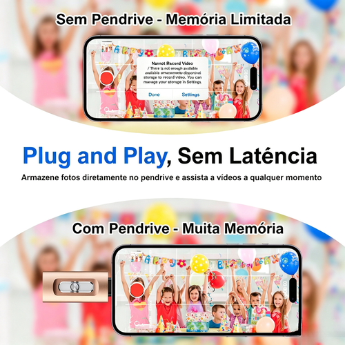 Pen drive 4 em 1 com certificação MFi, 512 GB, portátil, USB OTG, para iPhone iOS (requer aplicação), Android e PC, com adaptador Type-C para transferência de dados a alta velocidade.