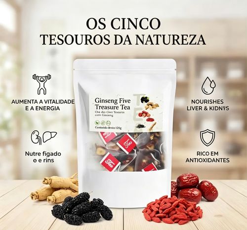 Fórmula de chá para os rins, Chá de Ginseng Cinco Tesouros, Chá Aromático Combinado Cinco Tesouros, Chá de Tâmara Vermelha, Chá de Goji, Chá para Homens, Chá da Saúde, Fórmula Herbal de Amora, Chá da Saúde WB