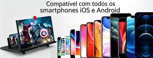 Ampliador de ecrã de 12 polegadas, projetor de ecrã ampliador 3D HD para telemóvel, ideal para filmes, vídeos e jogos. Suporte dobrável para telemóvel com amplificador de ecrã, compatível com todos os smartphones (preto, 12 polegadas) -SummerVibes summerwins