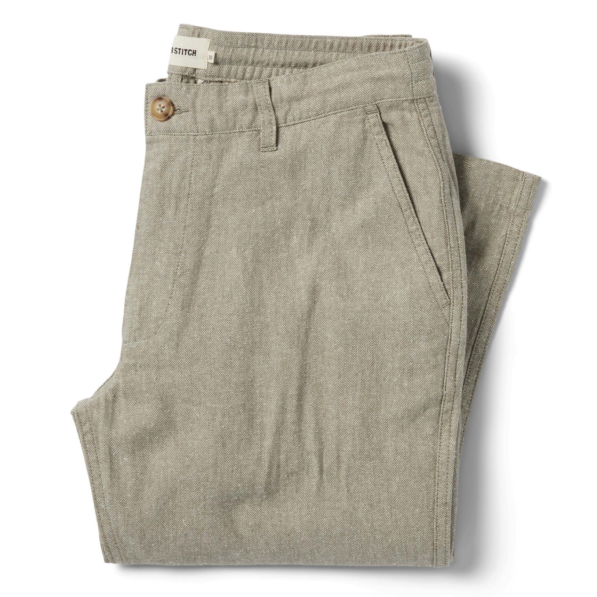 Sswnw Easy Pant in Olive Herringbone