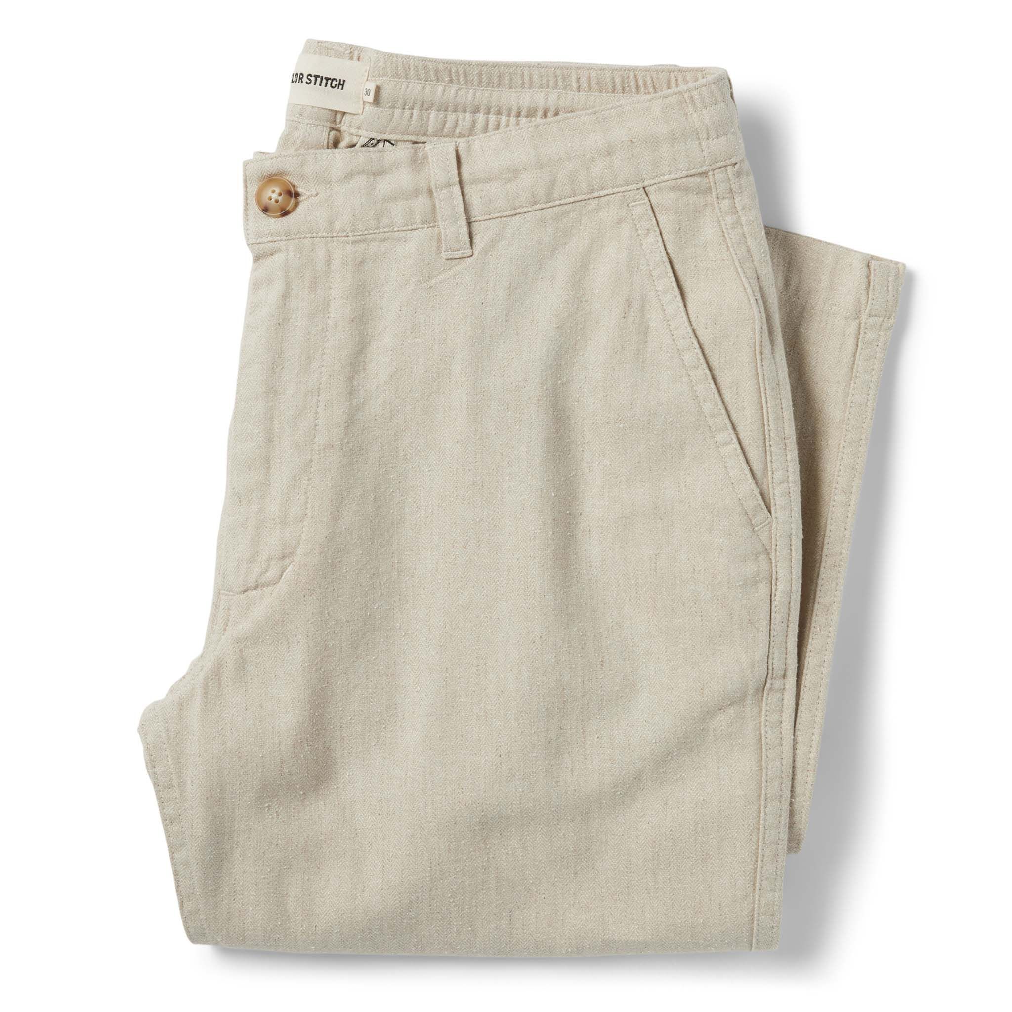 Sswnw Easy Pant in Natural Herringbone