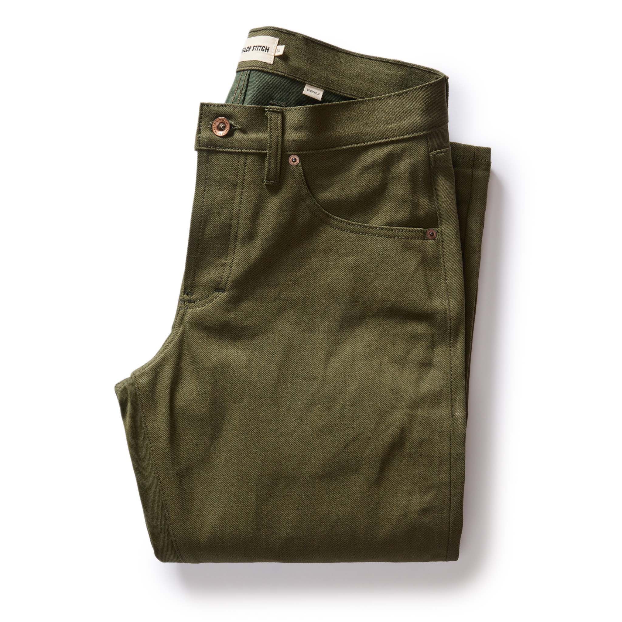 Sswnw Democratic Jean in Olive Nihon Menpu Selvage