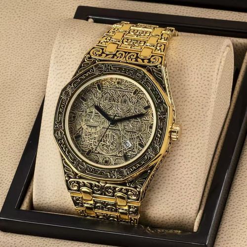 🔥🔥FENSIR engraved men's black-stone quartz watch